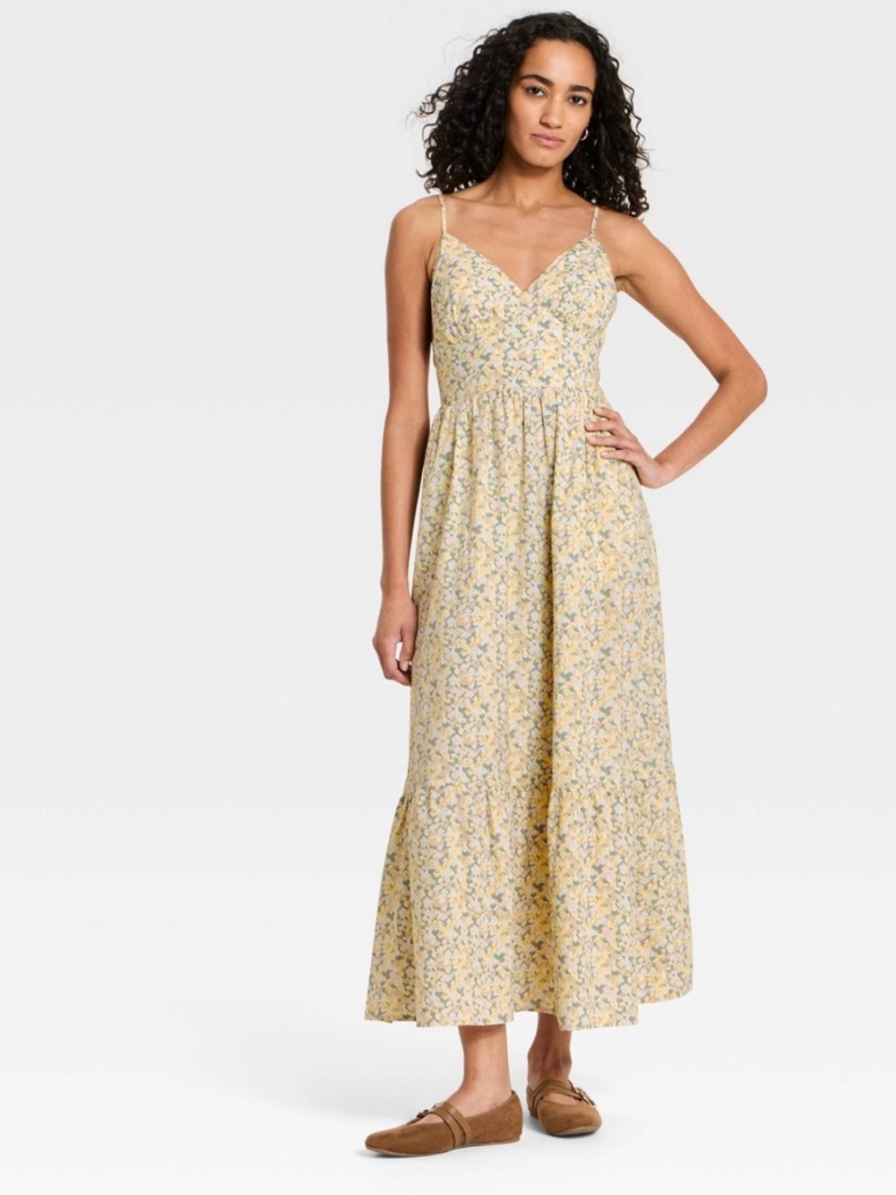 Women’s Pull Over Maxi Dress    Yellow Floral.   S